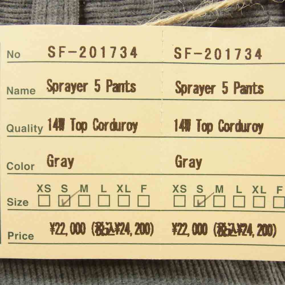 SASAFRAS ササフラス SF-201734 Sprayer 5 Pants スプレイヤー パンツ グレー系 S【新古品】【未使用】【中古】