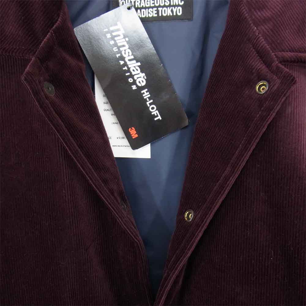 WACKO MARIA ワコマリア 15AW 15FW-WMO-BL14 CORDUROY COACH JACKET 中綿シンサレート コーデュロイ コーチ ジャケット エンジ系 L【極上美品】【中古】