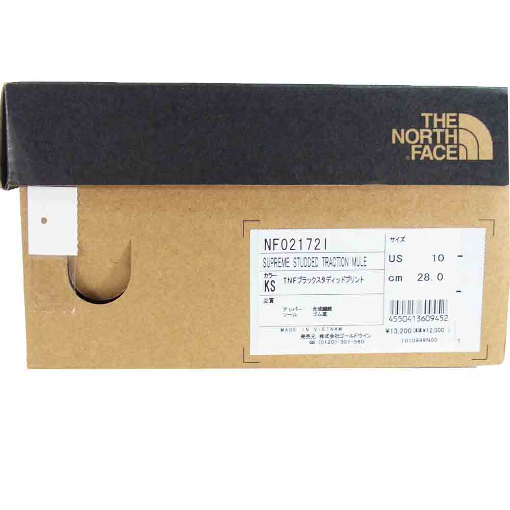 Supreme シュプリーム 21SS NF02172I THE NORTH FACE ノースフェイス Studded Traction Mule スタッズ ミュール ブラックスタディッドプリント 28cm【新古品】【未使用】【中古】