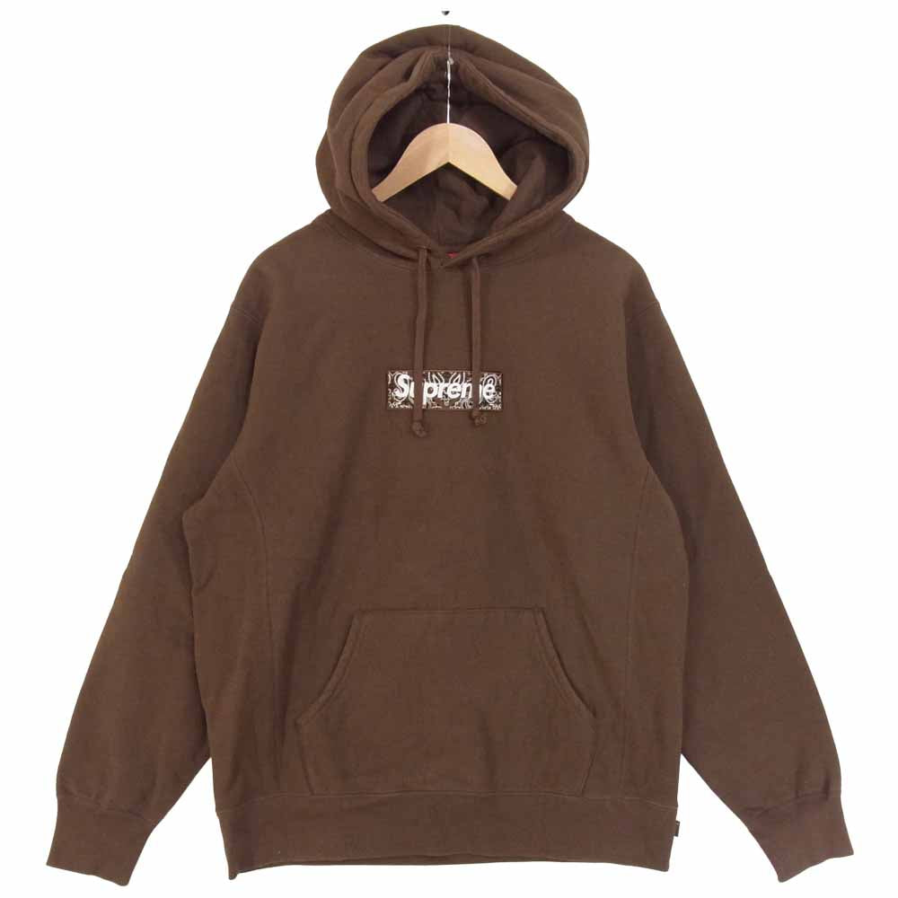Supreme シュプリーム 19AW Bandana Box Logo Hooded Sweatshirt パーカ スウェット プルオーバー ブラウン系 L【中古】