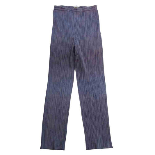 PLEATS PLEASE プリーツプリーズ PP82-JF809 ISSEY MIYAKE イッセイミヤケ プリーツ加工 千鳥格子 柄 ストレート パンツ ネイビー系 1【美品】【中古】