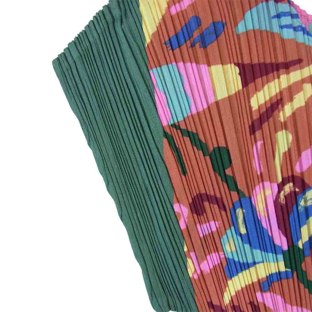 PLEATS PLEASE プリーツプリーズ PP63-JK582 ISSEY MIYAKE イッセイミヤケ プリーツ加工 アニマルペイント 総柄 半袖 カットソー マルチカラー系 3【美品】【中古】