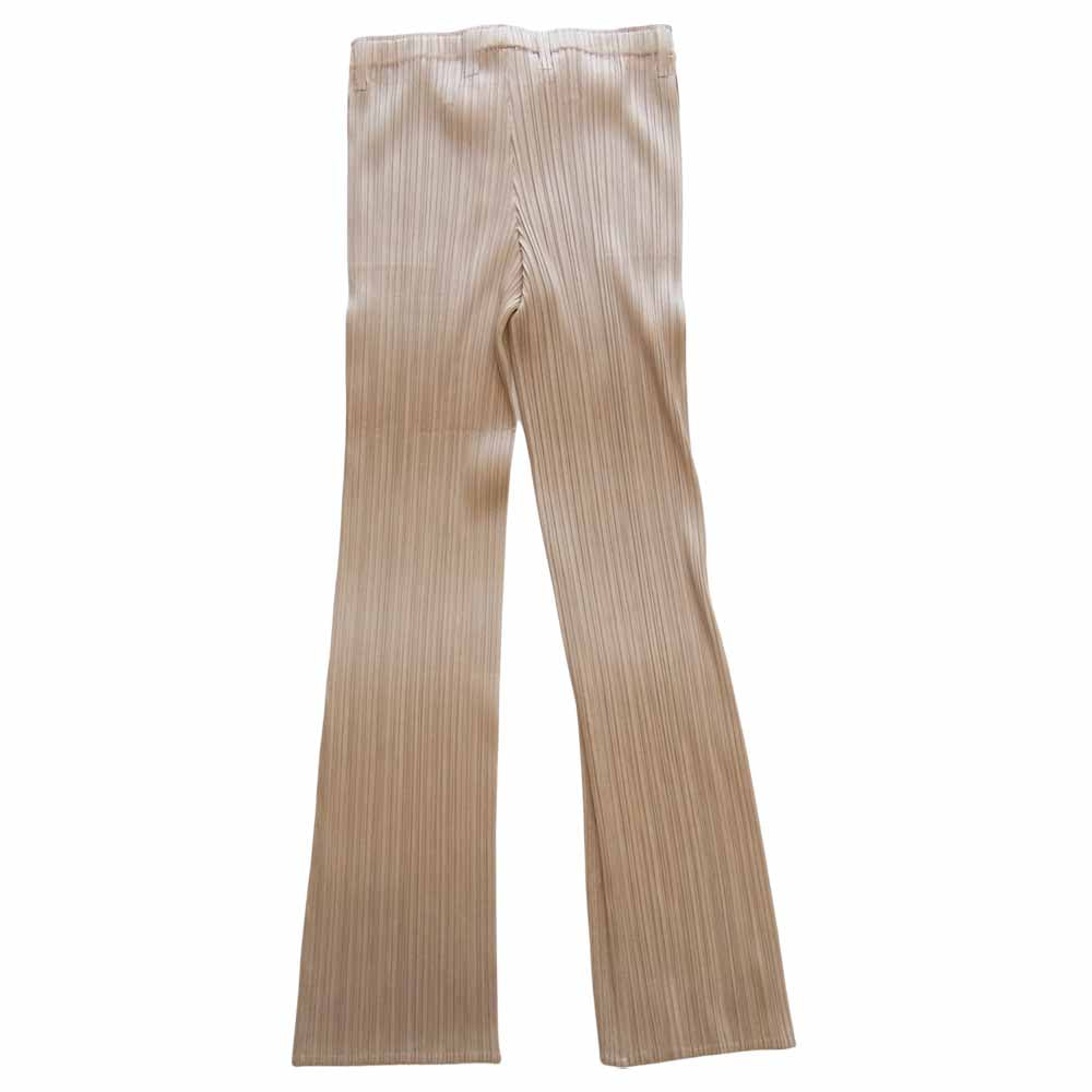 PLEATS PLEASE プリーツプリーズ PP33-JF445 ISSEY MIYAKE イッセイミヤケ プリーツ加工 フロントボタン パンツ ベージュ ベージュ系 3【美品】【中古】