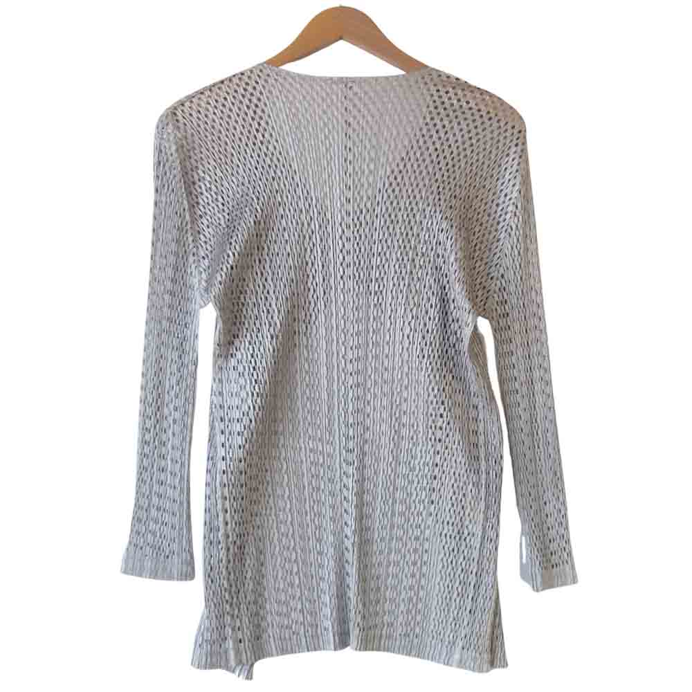 PLEATS PLEASE プリーツプリーズ PP73-J0813 ISSEY MIYAKE イッセイミヤケ プリーツ加工 メッシュ カーディガン シルバー シルバー系 3【中古】