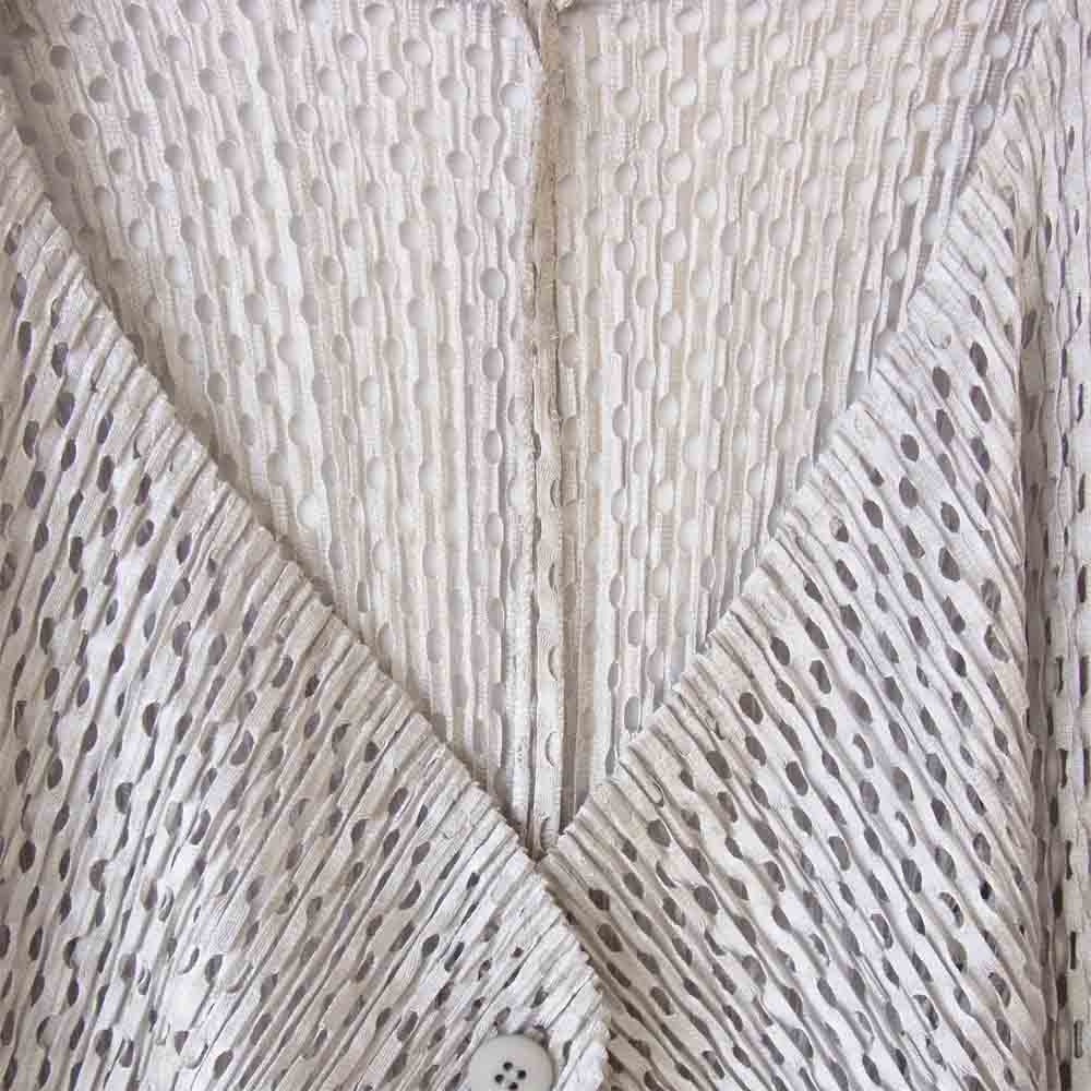 PLEATS PLEASE プリーツプリーズ PP73-J0813 ISSEY MIYAKE イッセイミヤケ プリーツ加工 メッシュ カーディガン シルバー シルバー系 3【中古】