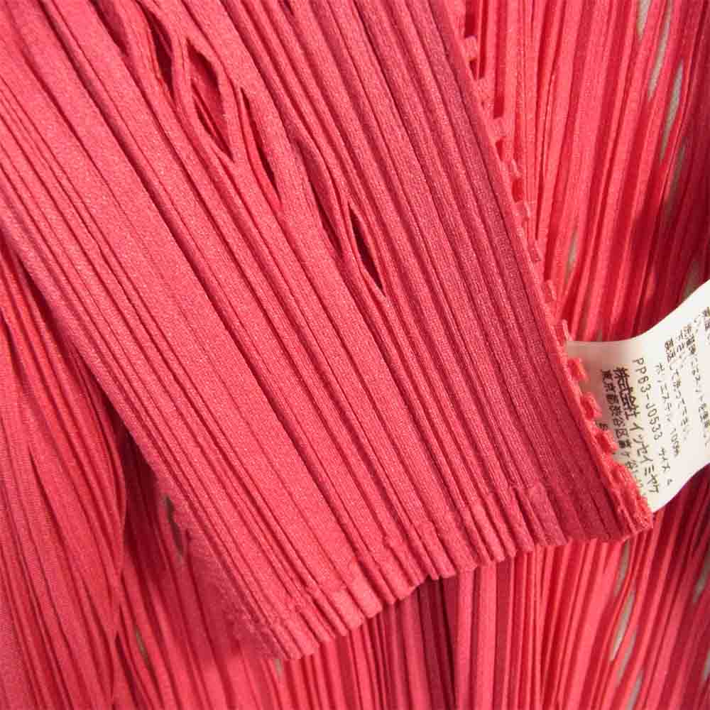 PLEATS PLEASE プリーツプリーズ PP63-J0533 ISSEY MIYAKE イッセイミヤケ プリーツ加工 カットワーク ボタンレス カーディガン ピンク ピンク系 4【美品】【中古】