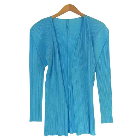 PLEATS PLEASE プリーツプリーズ PP71-J0107 ISSEY MIYAKE イッセイミヤケ プリーツ加工 ボタンレス カーディガン ライトブルー ブルー系 4【美品】【中古】