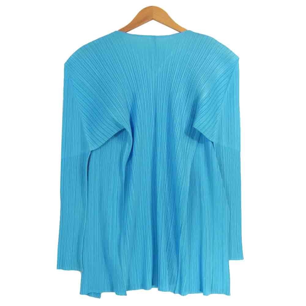 PLEATS PLEASE プリーツプリーズ PP71-J0107 ISSEY MIYAKE イッセイミヤケ プリーツ加工 ボタンレス カーディガン ライトブルー ブルー系 4【美品】【中古】