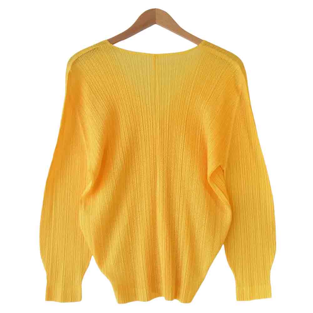 PLEATS PLEASE プリーツプリーズ PP51-J0824 ISSEY MIYAKE イッセイミヤケ プリーツ加工 メッシュ カーディガン イエロー イエロー系 3【美品】【中古】
