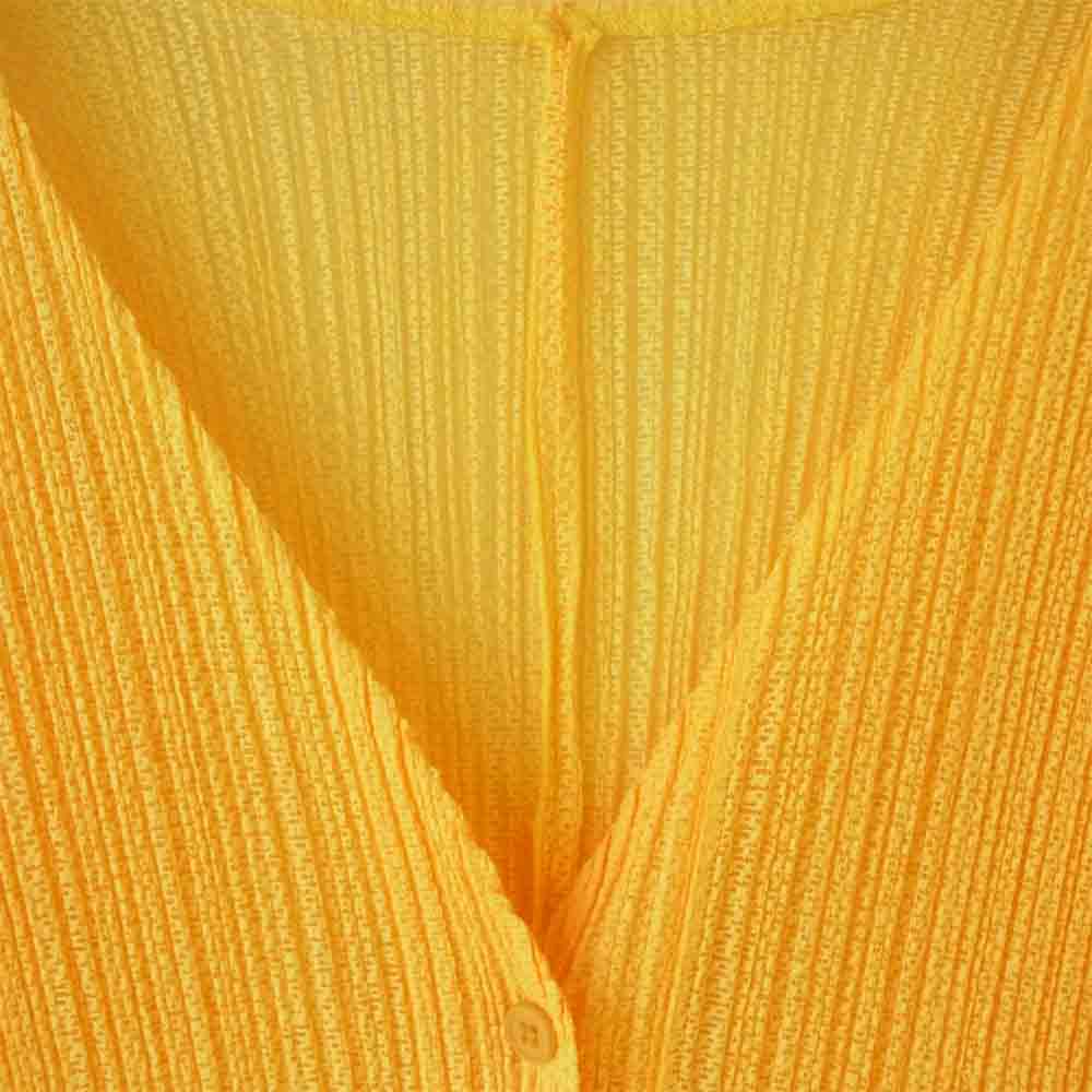 PLEATS PLEASE プリーツプリーズ PP51-J0824 ISSEY MIYAKE イッセイミヤケ プリーツ加工 メッシュ カーディガン イエロー イエロー系 3【美品】【中古】