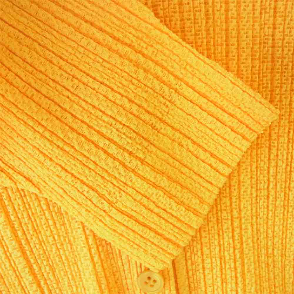 PLEATS PLEASE プリーツプリーズ PP51-J0824 ISSEY MIYAKE イッセイミヤケ プリーツ加工 メッシュ カーディガン イエロー イエロー系 3【美品】【中古】