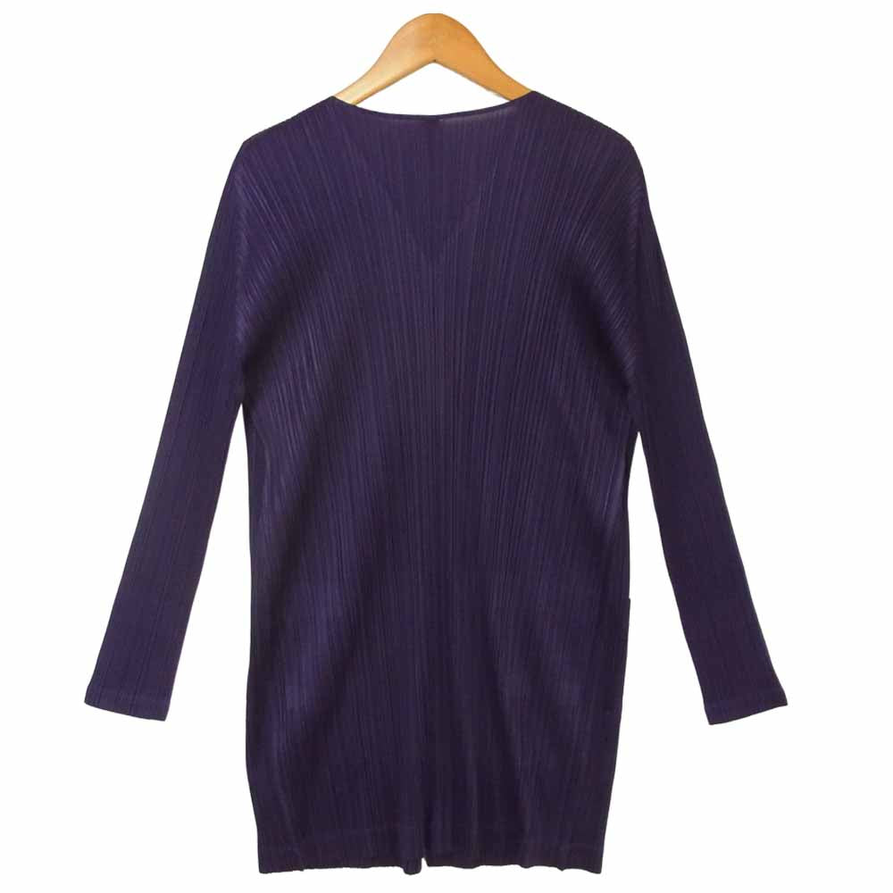 PLEATS PLEASE プリーツプリーズ PP93-J0186 ISSEY MIYAKE イッセイミヤケ プリーツ加工 ロング カーディガン パープル系 3【美品】【中古】