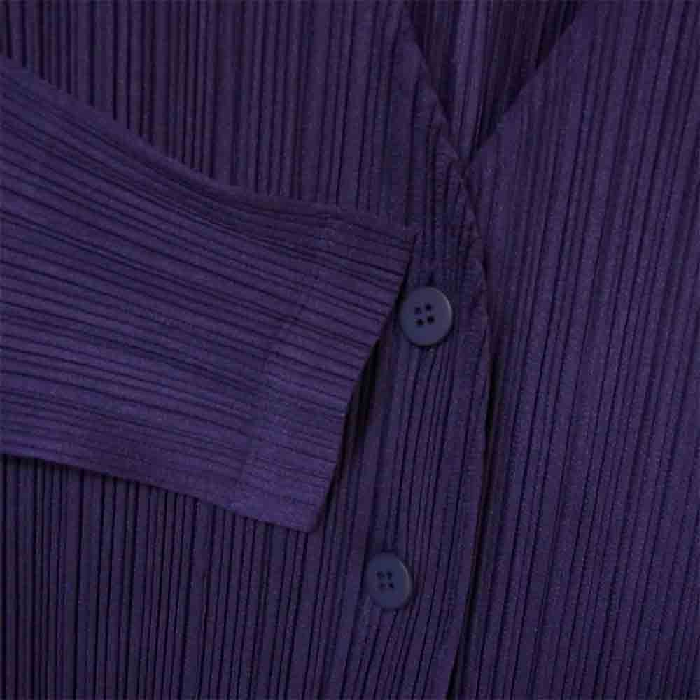 PLEATS PLEASE プリーツプリーズ PP93-J0186 ISSEY MIYAKE イッセイミヤケ プリーツ加工 ロング カーディガン パープル系 3【美品】【中古】