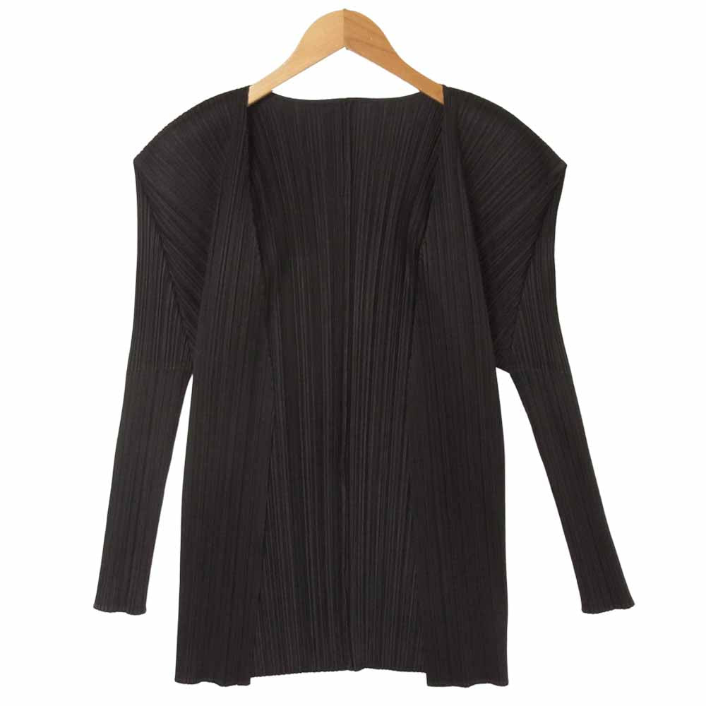 PLEATS PLEASE プリーツプリーズ イッセイミヤケ PP82-J0607 ISSEY MIYAKE イッセイミヤケ プリーツ加工 ボタンレス カーディガン ダークパープル系 4【美品】【中古】