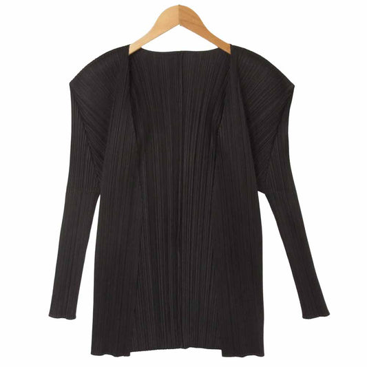 PLEATS PLEASE プリーツプリーズ イッセイミヤケ PP82-J0607 ISSEY MIYAKE イッセイミヤケ プリーツ加工 ボタンレス カーディガン ダークパープル系 4【美品】【中古】
