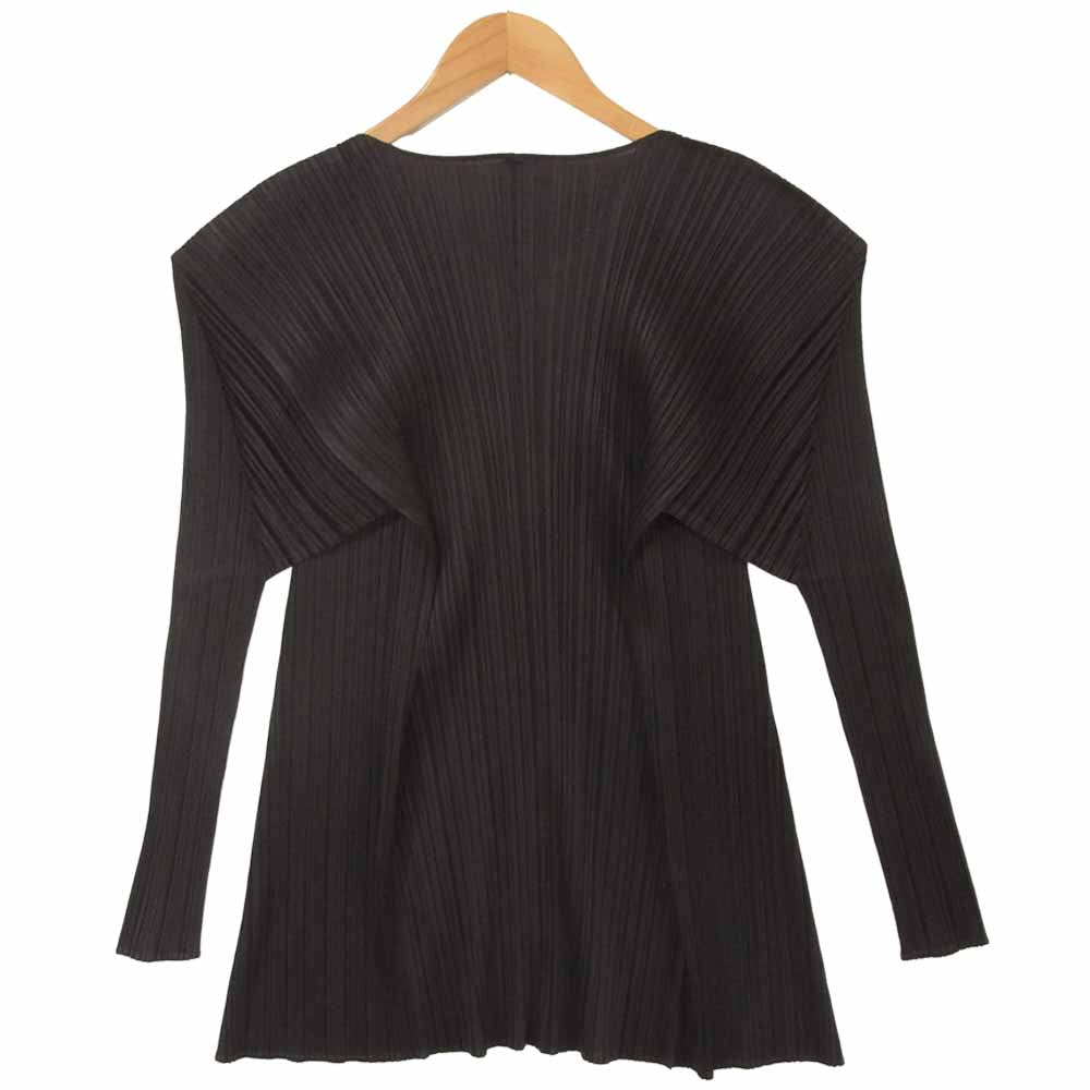 PLEATS PLEASE プリーツプリーズ イッセイミヤケ PP82-J0607 ISSEY MIYAKE イッセイミヤケ プリーツ加工 ボタンレス カーディガン ダークパープル系 4【美品】【中古】