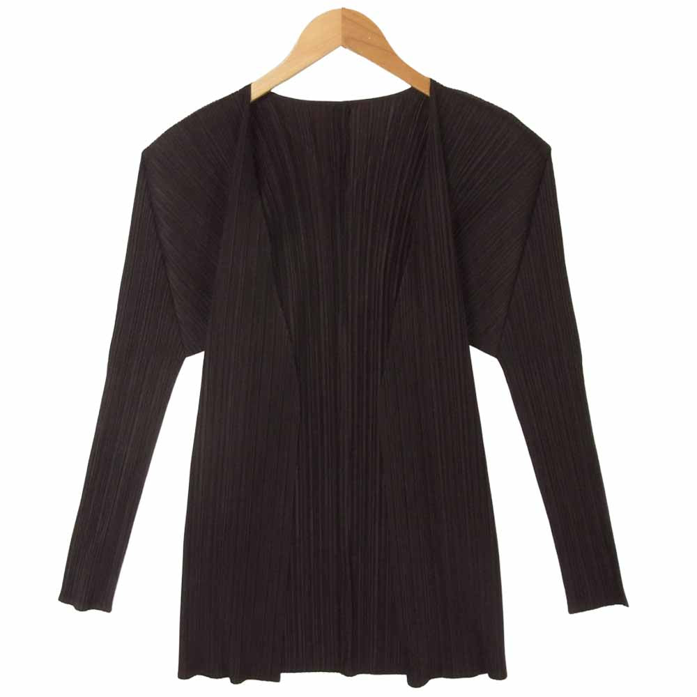 PLEATS PLEASE プリーツプリーズ イッセイミヤケ PP53-J0207 ISSEY MIYAKE イッセイミヤケ プリーツ加工 ボタンレス カーディガン ボルドー 4【美品】【中古】