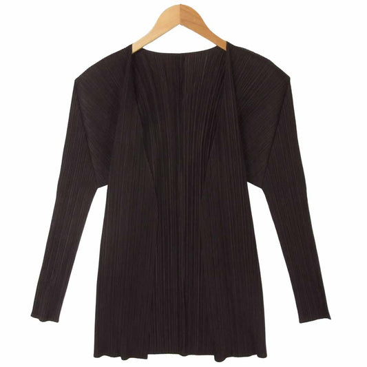 PLEATS PLEASE プリーツプリーズ イッセイミヤケ PP53-J0207 ISSEY MIYAKE イッセイミヤケ プリーツ加工 ボタンレス カーディガン ボルドー 4【美品】【中古】