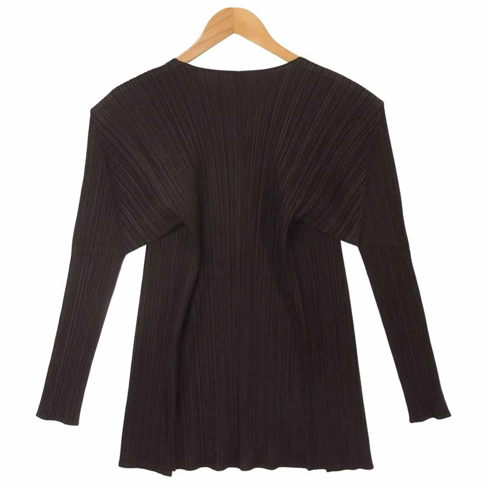 PLEATS PLEASE プリーツプリーズ イッセイミヤケ PP53-J0207 ISSEY MIYAKE イッセイミヤケ プリーツ加工 ボタンレス カーディガン ボルドー 4【美品】【中古】