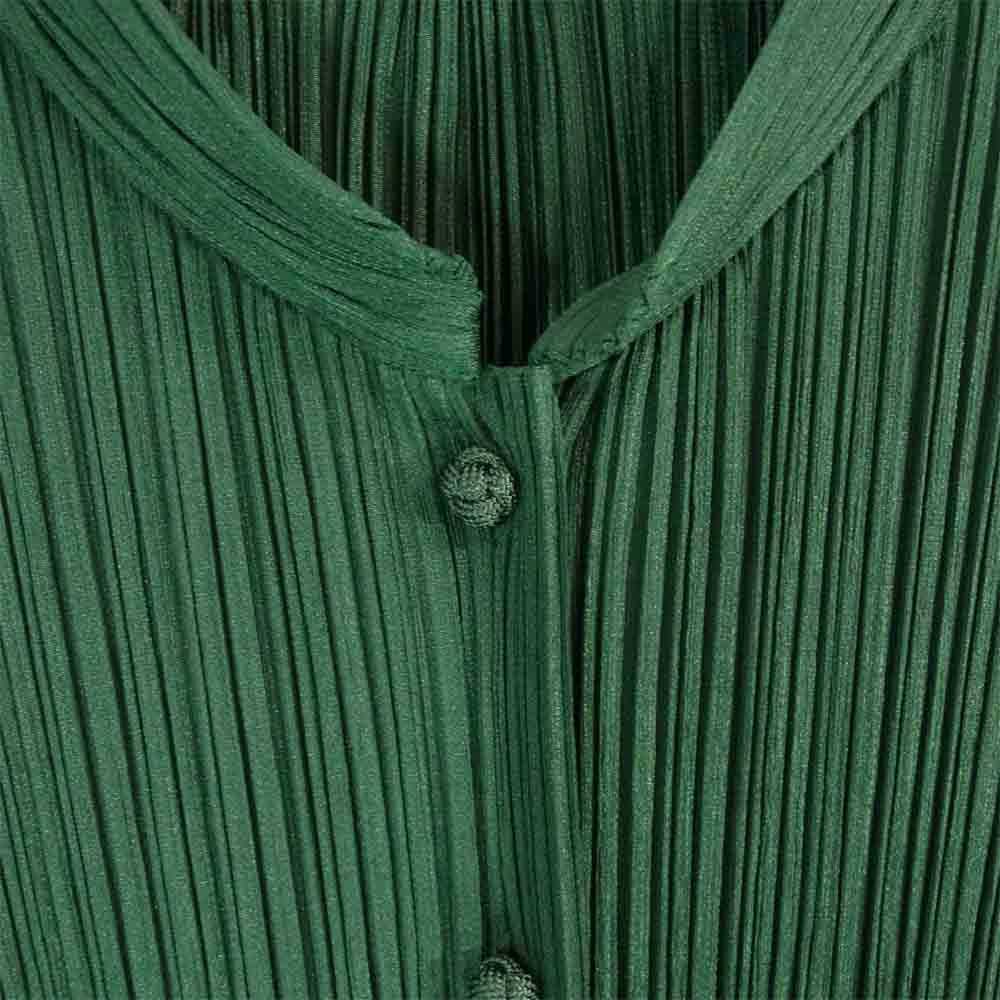 PLEATS PLEASE プリーツプリーズ PP21-JD023 ISSEY MIYAKE イッセイミヤケ プリーツ加工 チャイナボタン ジャケット ダークグリーン グリーン系 4【美品】【中古】