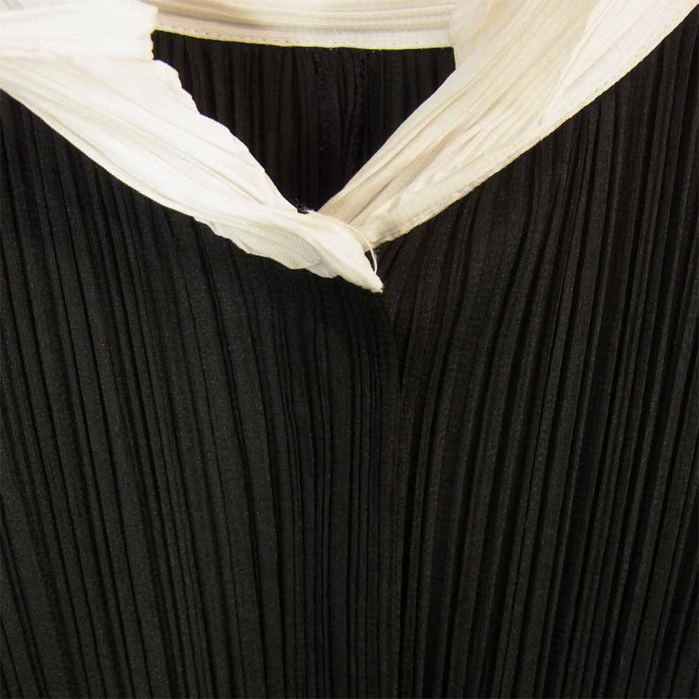 PLEATS PLEASE プリーツプリーズ PP91-JK054 ISSEY MIYAKE イッセイミヤケ プリーツ加工 バイカラー シャツ ブラック ブラック系 4【中古】