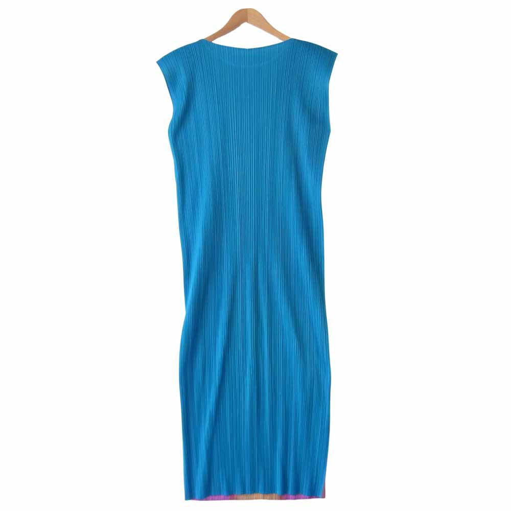 PLEATS PLEASE プリーツプリーズ PP79-JH877 ISSEY MIYAKE イッセイミヤケ プリーツ加工 マルチカラー グラデーション ノースリーブ マキシ丈 ワンピース マルチカラー系 3【美品】【中古】