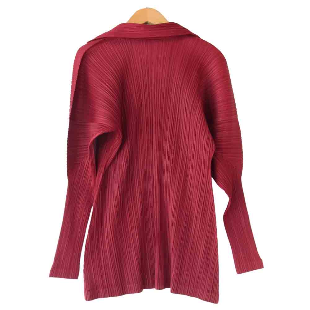 PLEATS PLEASE プリーツプリーズ PP23-JD521 ISSEY MIYAKE イッセイミヤケ プリーツ加工 ボタンレス テーラード ジャケット エンジ エンジ 3【美品】【中古】