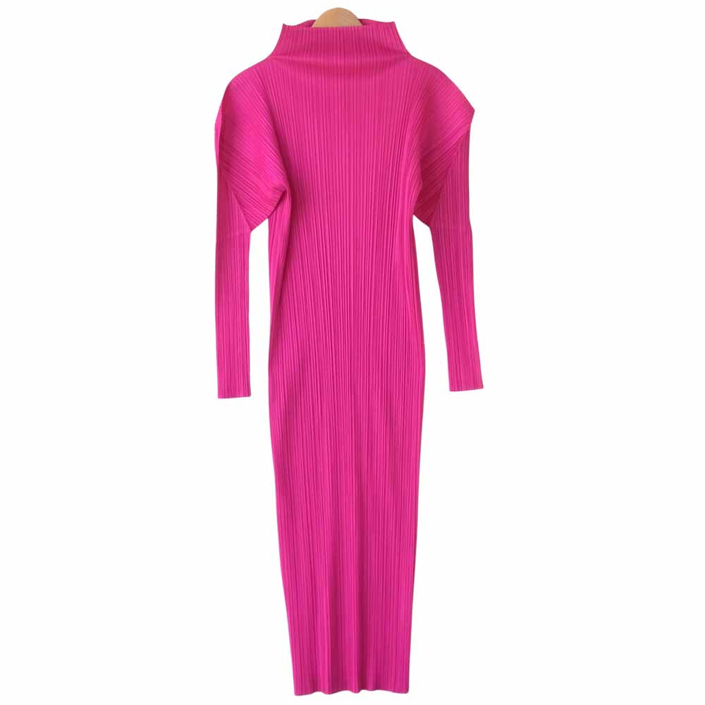 PLEATS PLEASE プリーツプリーズ PP84-JH632 ISSEY MIYAKE イッセイミヤケ プリーツ加工 ボトルネック マキシ丈 ワンピース ピンク ピンク系 4【美品】【中古】
