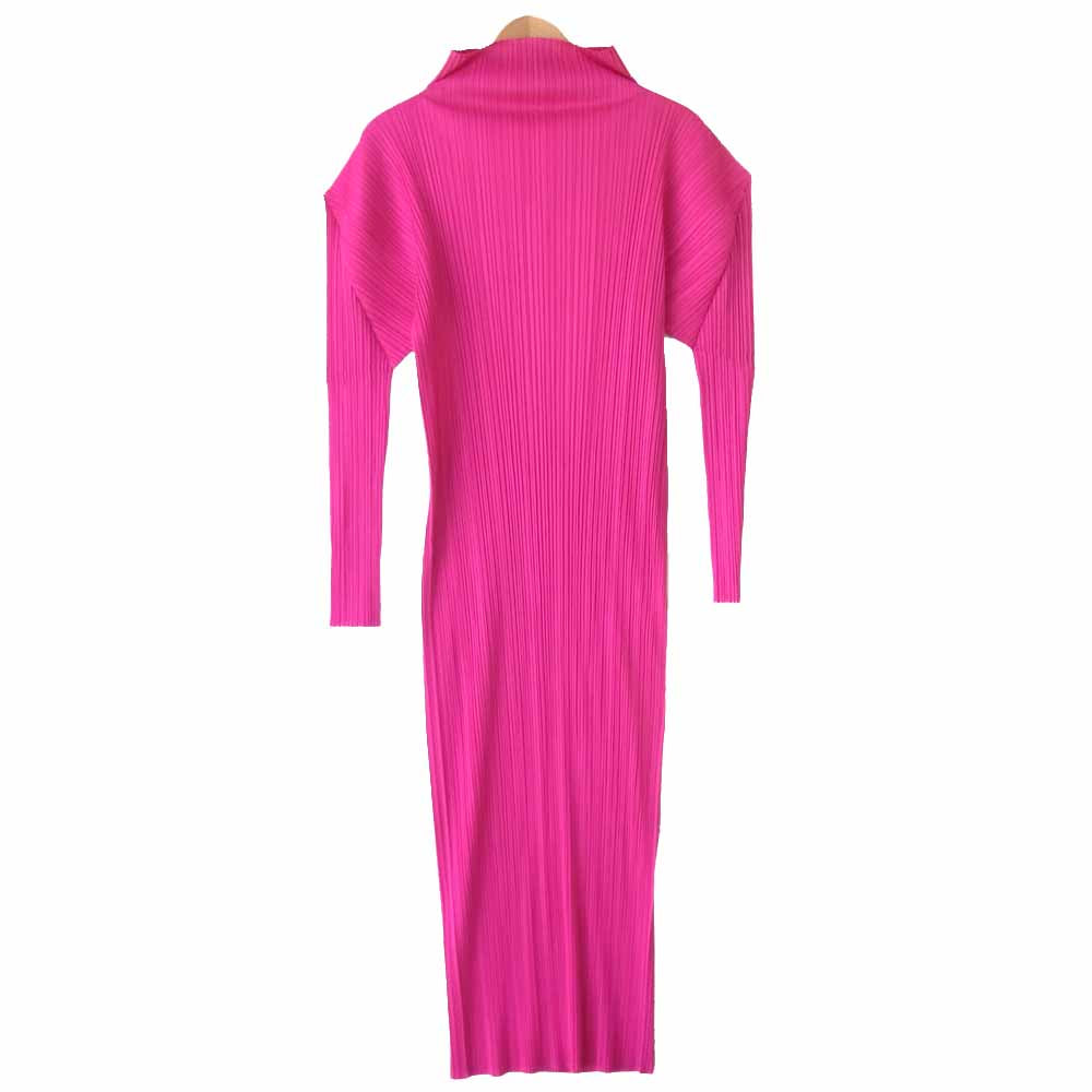 PLEATS PLEASE プリーツプリーズ PP84-JH632 ISSEY MIYAKE イッセイミヤケ プリーツ加工 ボトルネック マキシ丈 ワンピース ピンク ピンク系 4【美品】【中古】