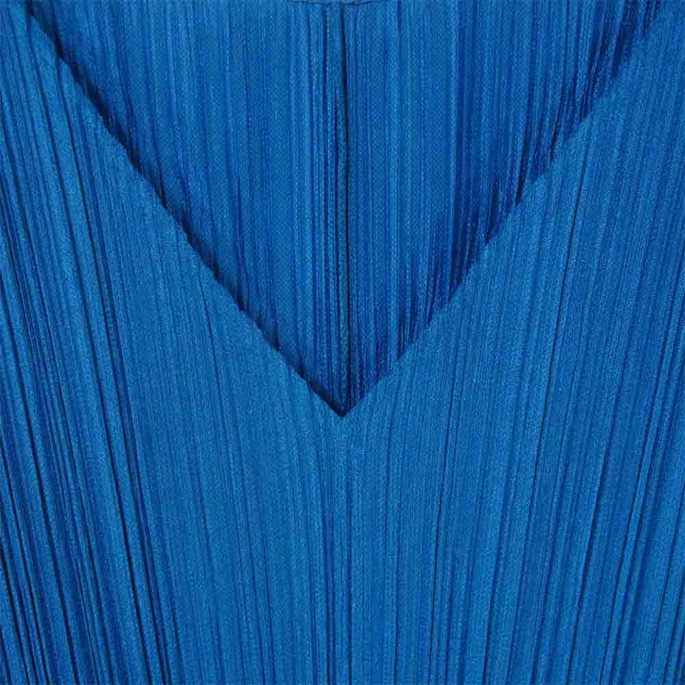 PLEATS PLEASE プリーツプリーズ PP91-JH414 ISSEY MIYAKE イッセイミヤケ プリーツ加工 フレンチスリーブ マキシ丈 ワンピース ブルー系 4【美品】【中古】