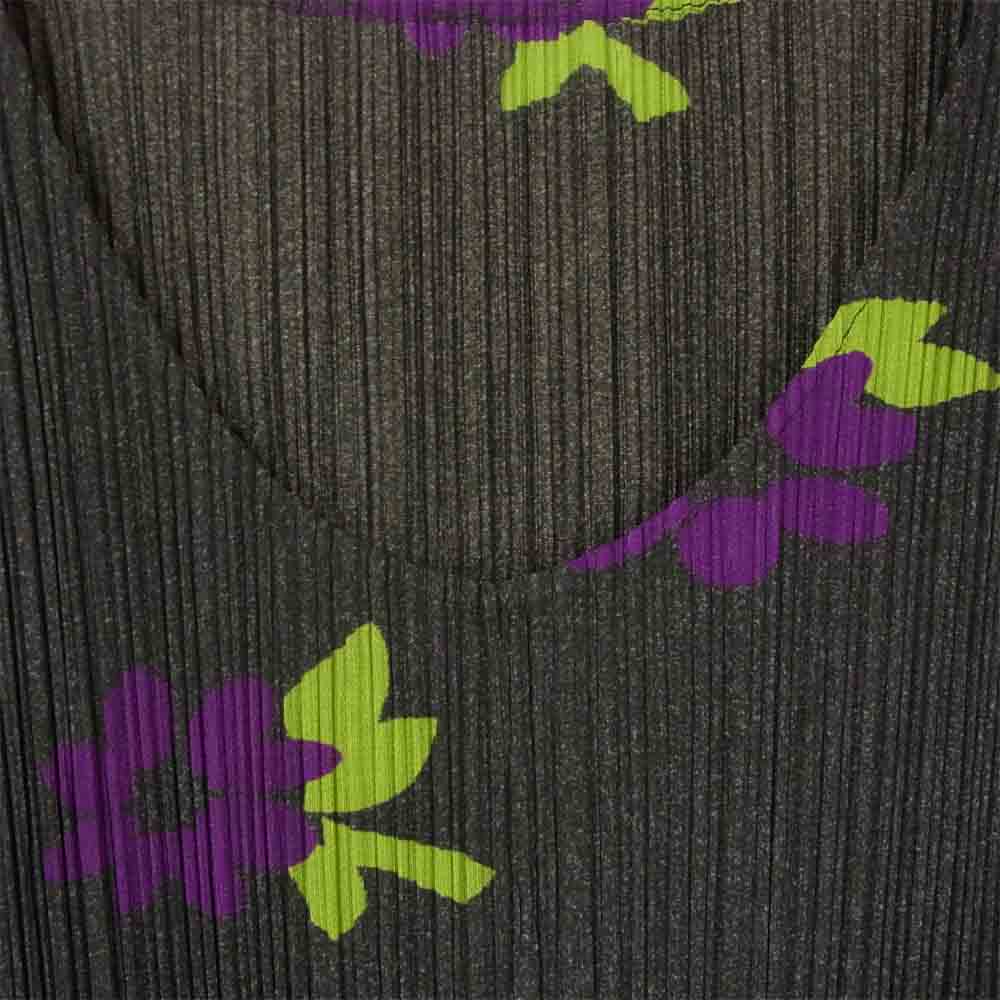 PLEATS PLEASE プリーツプリーズ PP22-JH758 ISSEY MIYAKE イッセイミヤケ プリーツ加工 フラワー総柄 プリント ノースリーブ マキシ丈 ワンピース グレー系 3【美品】【中古】
