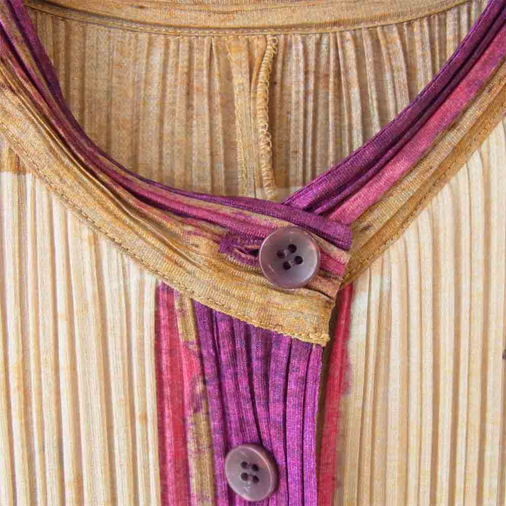 PLEATS PLEASE プリーツプリーズ PP84-JH596 ISSEY MIYAKE イッセイミヤケ プリーツ加工 フラワー 転写 プリント マキシ丈 ワンピース マルチカラー系 2【美品】【中古】