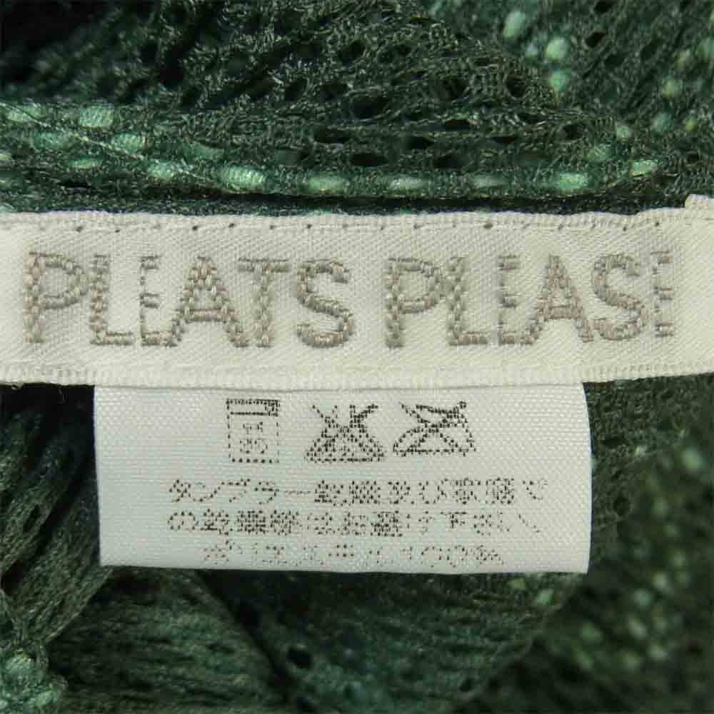 PLEATS PLEASE プリーツプリーズ PP06-JO305 ISSEY MIYAKE イッセイミヤケ プリーツ加工 フラワー柄 メッシュ ロング カーディガン グリーン系【美品】【中古】