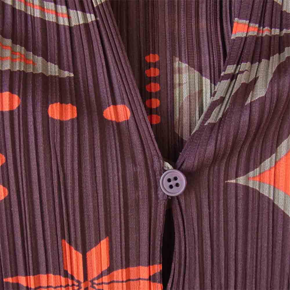 PLEATS PLEASE プリーツプリーズ PP43-JH865 ISSEY MIYAKE イッセイミヤケ プリーツ加工 ノルディック柄 マキシ丈 ワンピース ブラウン系 3【美品】【中古】
