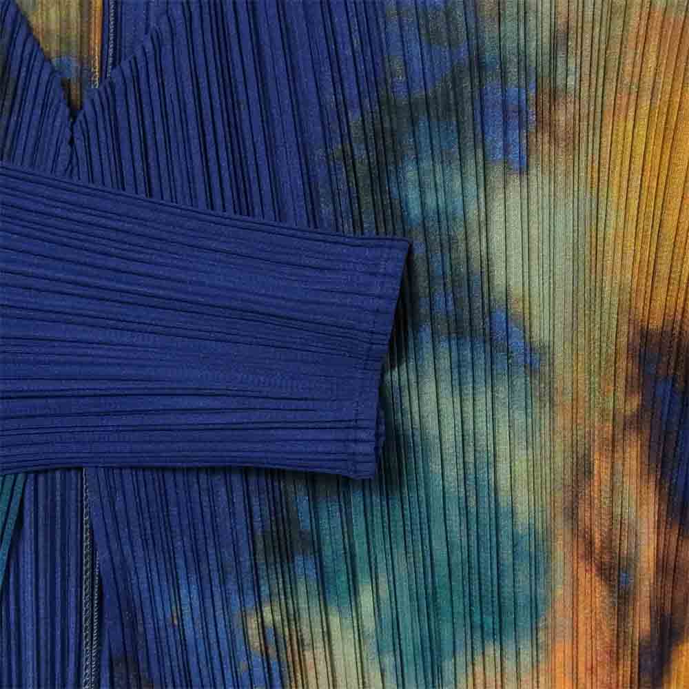 PLEATS PLEASE プリーツプリーズ PP61-JA505 ISSEY MIYAKE イッセイミヤケ プリーツ加工 ムラ染め ロング カーディガン ブルー系 4【美品】【中古】