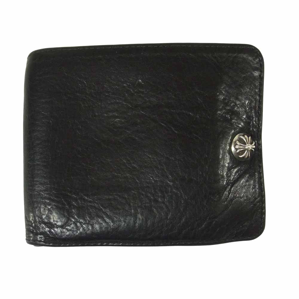 CHROME HEARTS クロムハーツ（原本無） クロスボタン 1スナップ ウォレット 二つ折り 財布  ブラック系【中古】