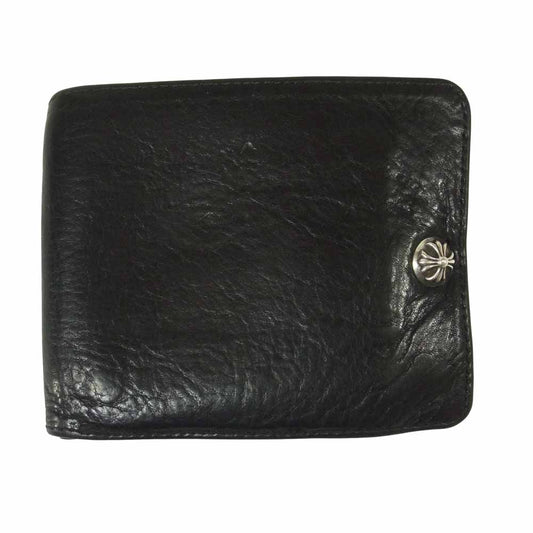 CHROME HEARTS クロムハーツ（原本無） クロスボタン 1スナップ ウォレット 二つ折り 財布  ブラック系【中古】