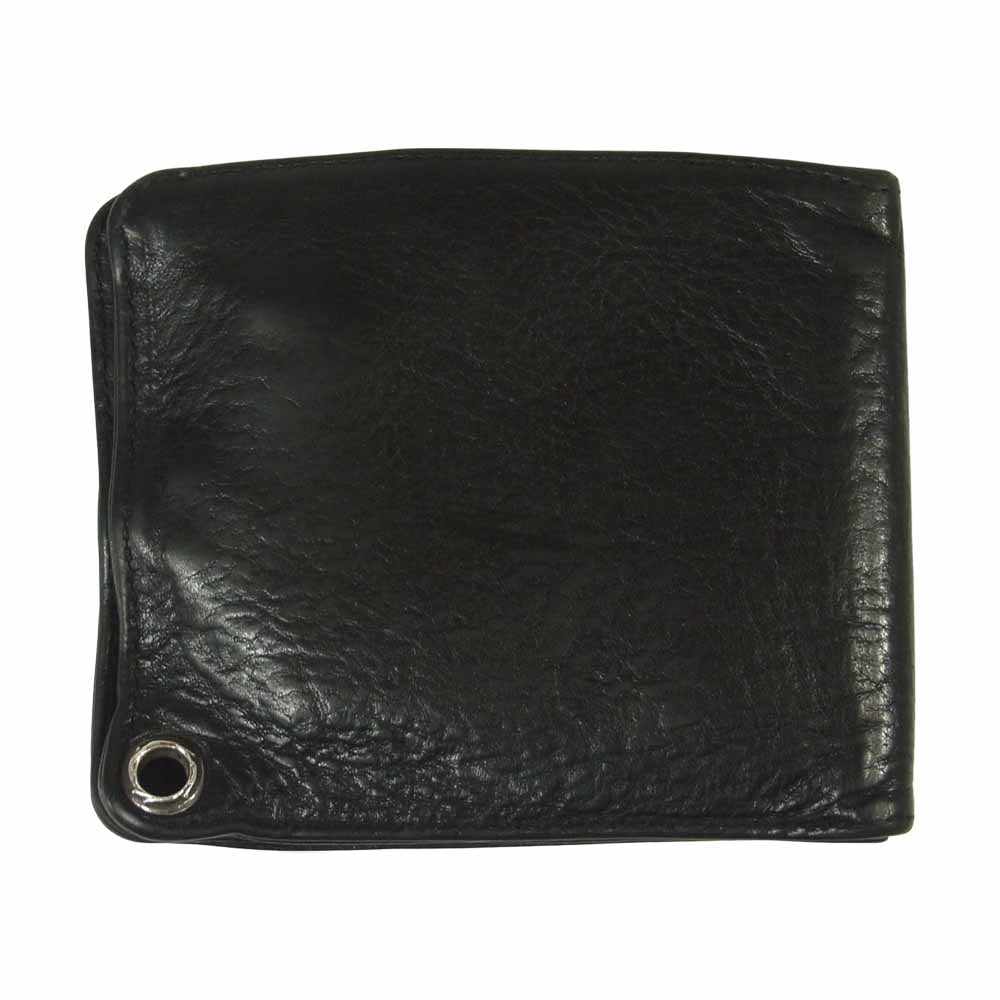 CHROME HEARTS クロムハーツ（原本無） クロスボタン 1スナップ ウォレット 二つ折り 財布  ブラック系【中古】
