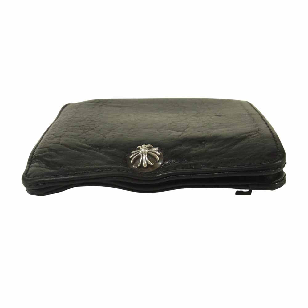 CHROME HEARTS クロムハーツ（原本無） クロスボタン 1スナップ ウォレット 二つ折り 財布  ブラック系【中古】