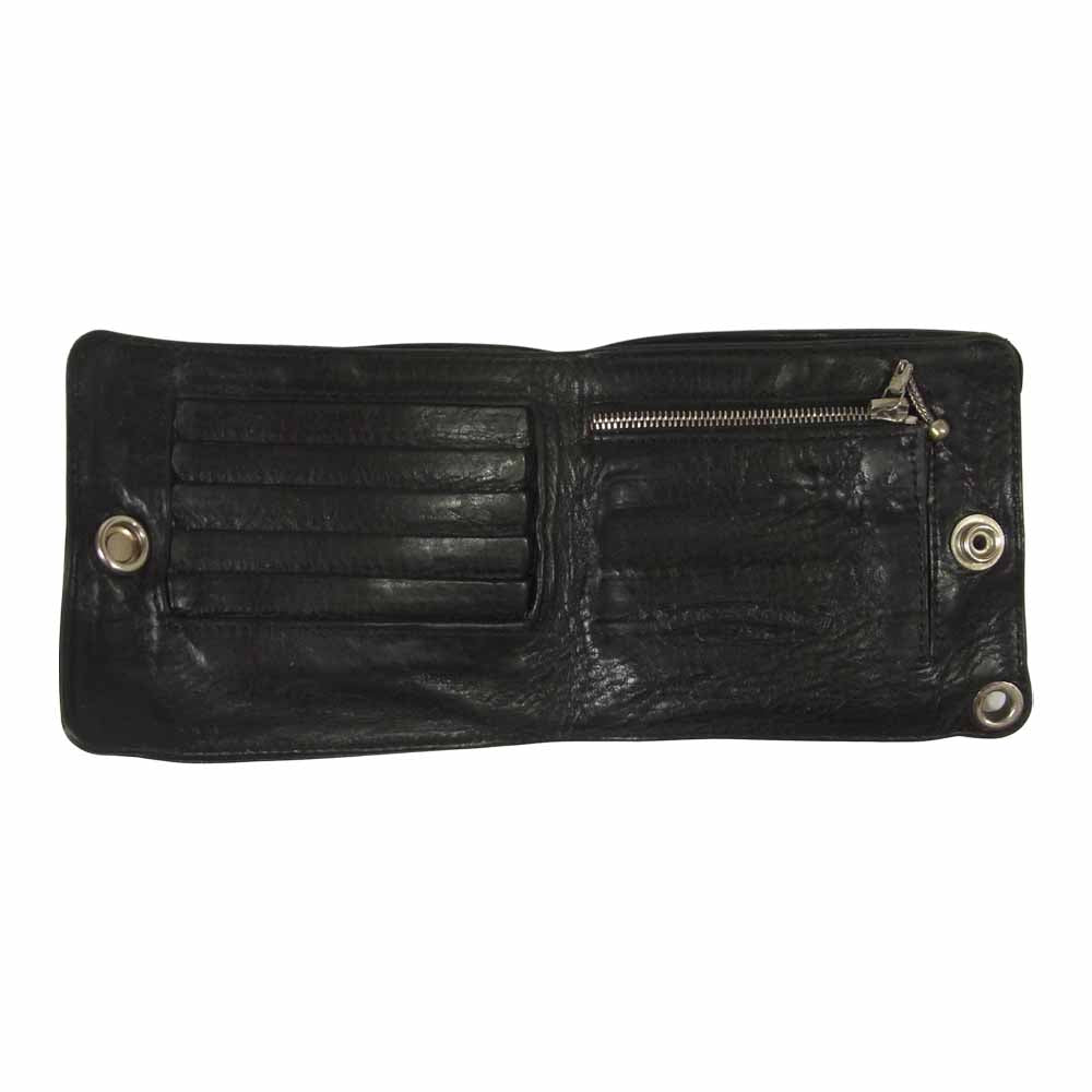 CHROME HEARTS クロムハーツ（原本無） クロスボタン 1スナップ ウォレット 二つ折り 財布  ブラック系【中古】