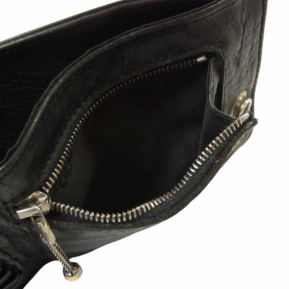 CHROME HEARTS クロムハーツ（原本無） クロスボタン 1スナップ ウォレット 二つ折り 財布  ブラック系【中古】