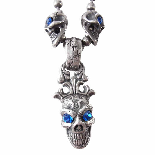 BILL WALL LEATHER ビルウォールレザー グラフィティ グッドラック スカル クラウン ビーズ ストーン カスタム ネックレス シルバー系【中古】