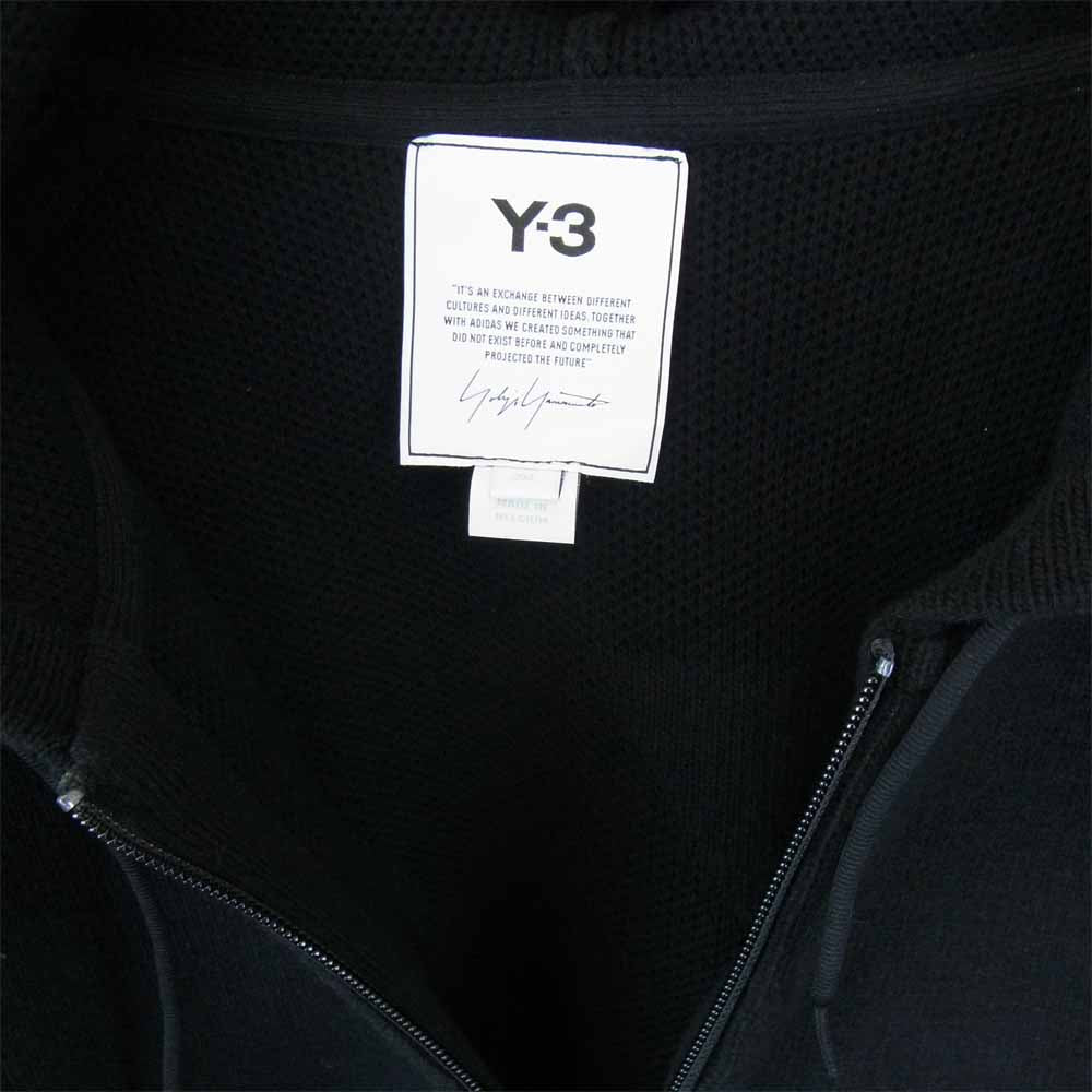 Yohji Yamamoto ヨウジヤマモト GK4563 Y-3 ワイスリー M CLASSIC WINTER KNIT HOODED FULL-ZIP HOODIE クラシック ウィンター ニット ジップ パーカー ブラック系 2XL【極上美品】【中古】