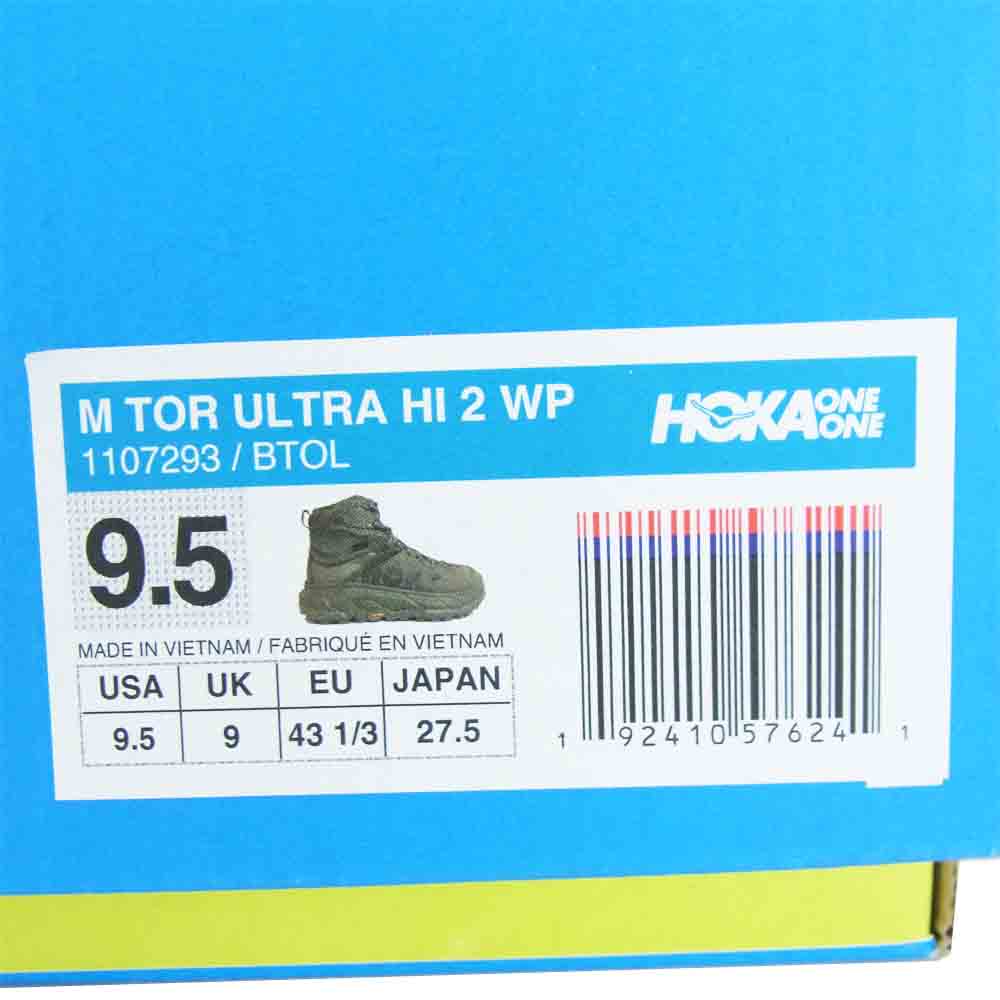 HOKA ONE ONE ホカ オネオネ 1107293-BTOL TOR ULTRA HI 2 WP トゥ ウルトラ ハイ 2 ウォータープルーフ ハイカット スニーカー オリーブ系 27.5cm【極上美品】【中古】