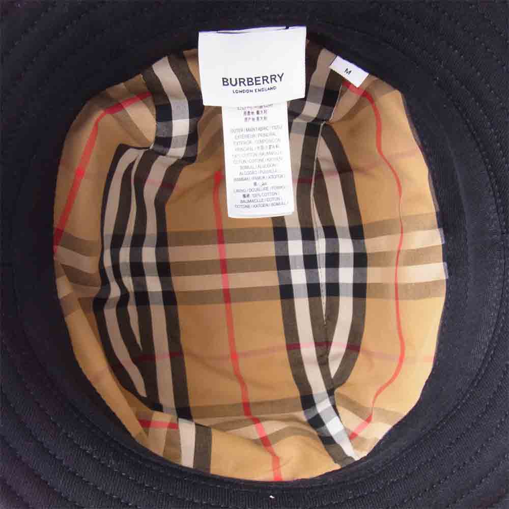 BURBERRY LONDON バーバリー ロンドン 21SS 8026928 logo bucket jersey hat ロゴ コットン ジャージー バケット ハット ブラック系 M【美品】【中古】