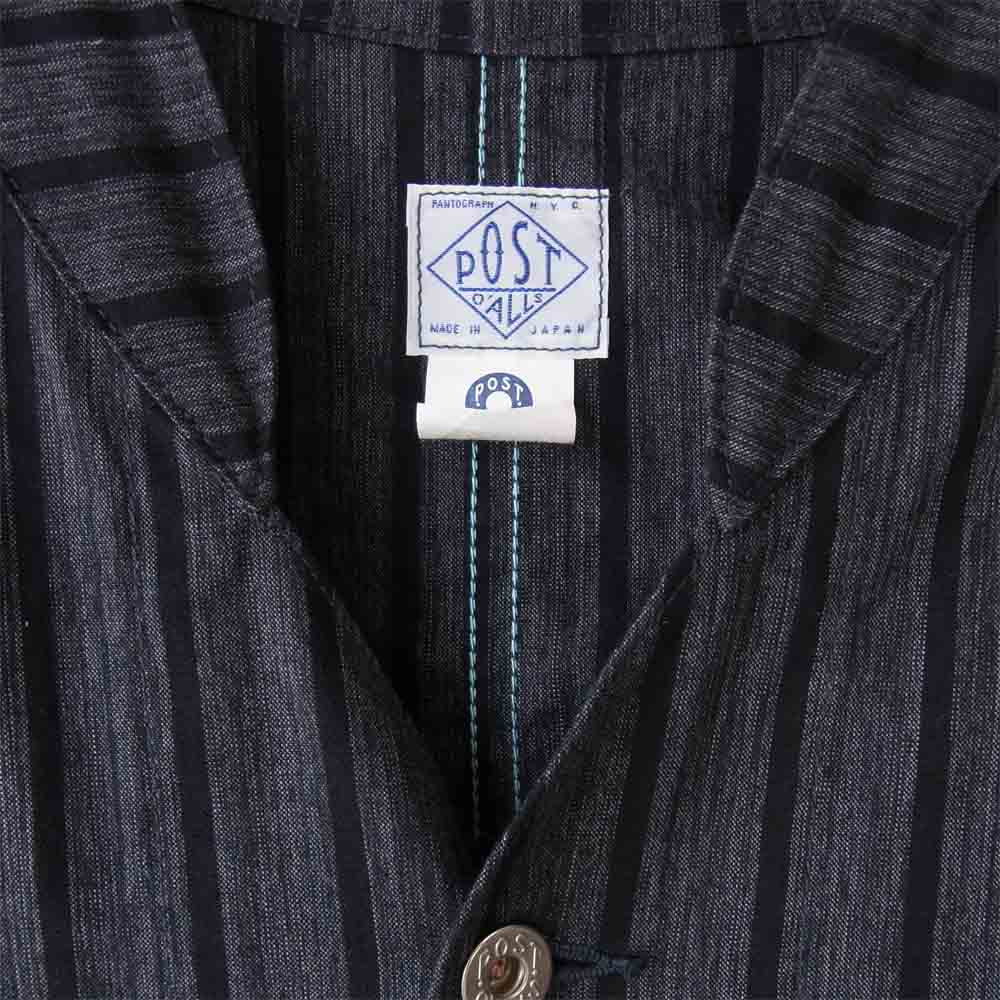 POST OVERALLS ポストオーバーオールズ ストライプ カバーオール ジャケット クレー×黒 L【中古】