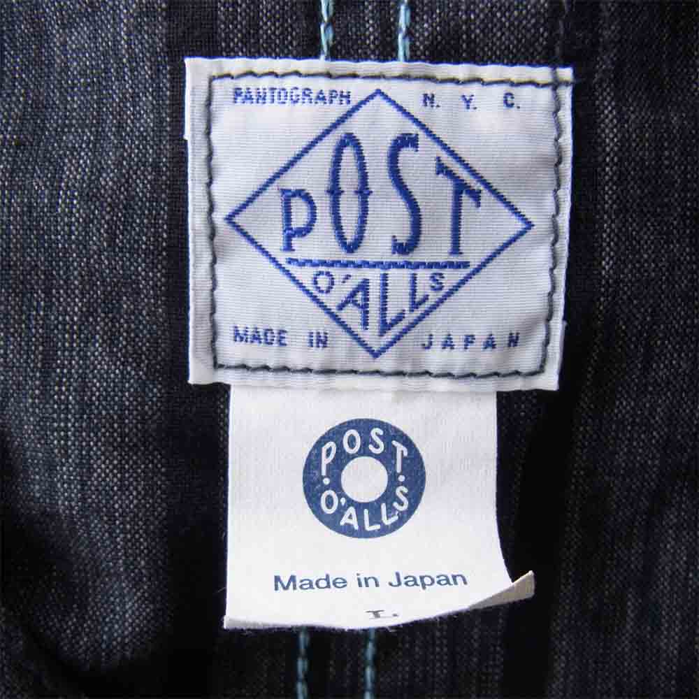 POST OVERALLS ポストオーバーオールズ ストライプ カバーオール ジャケット クレー×黒 L【中古】