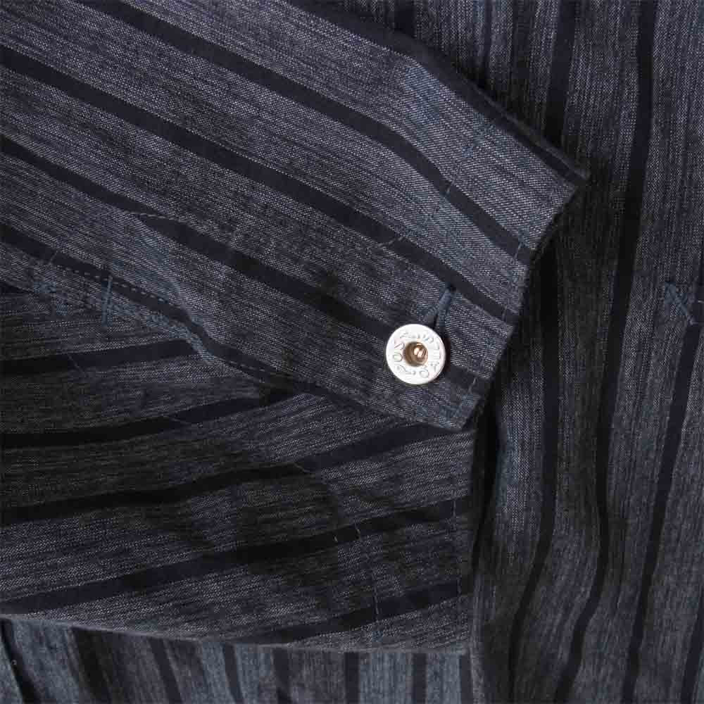 POST OVERALLS ポストオーバーオールズ ストライプ カバーオール ジャケット クレー×黒 L【中古】