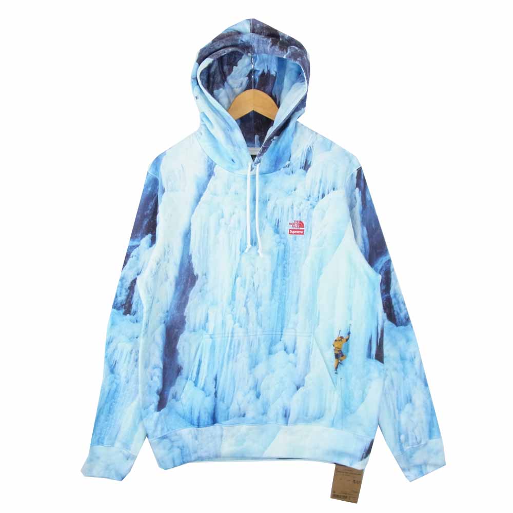 Supreme シュプリーム 21SS NT12100I × THE NORTH FACE ノースフェイス ICE CLIMB HOODED SWEAT アイス クライム フーデッド スウェット パーカー 水色系 M【新古品】【未使用】【中古】