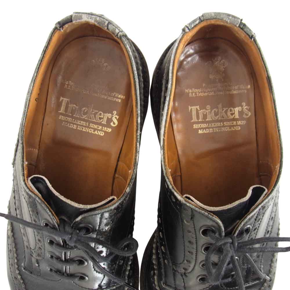 Tricker's トリッカーズ M5633 BOURTON バートン BOX CALF フルブローグ ウイングチップ シューズ ブラック系 9.5【中古】